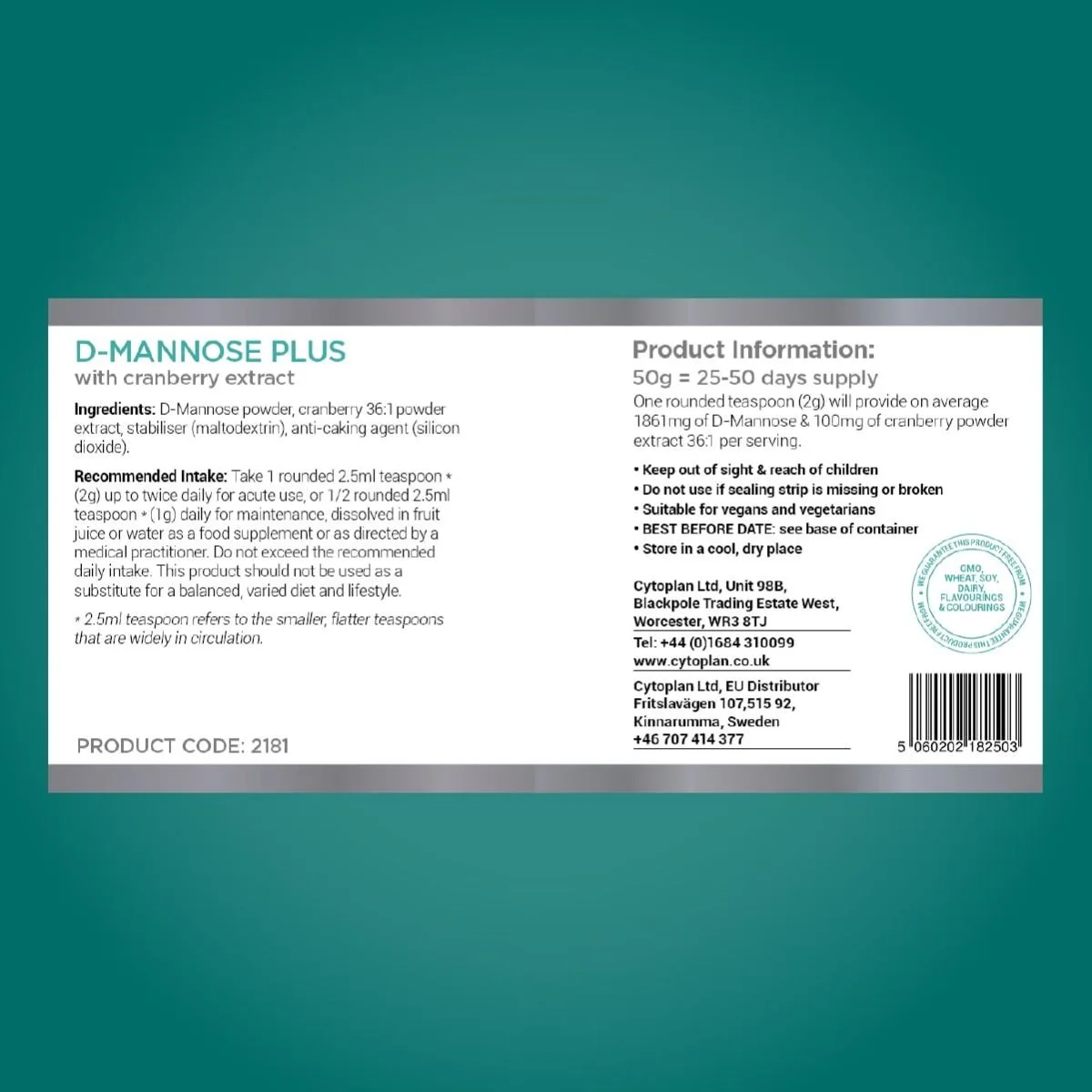 Cytoplan D-mannose Plus – 50 g – silt
