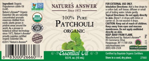 Orgaaniline Patchouli eeterlik õli