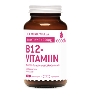 B12 VITAMIIN, bioaktiivne B12, 90 kapslit, Ecosh