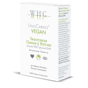 VEGAN OOMEGA-3 ÕLI MIKROVETIKATEST, UnoCardio Vegan, WHC , 30 kpsl