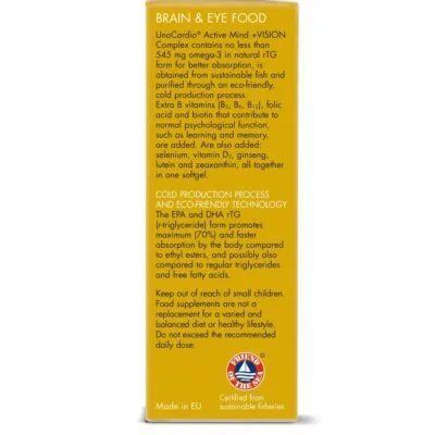 WHC UnoCardio® Active Mind + VISION Complex – 30 apelsinimaitselist geelkapslit – üldiselt