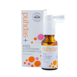 D3-VITAMIIN LASTELE 10µg (vegan), pihustiga, 20ml, Puhdas+