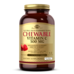 C-vitamiini närimistabletid jõhvika- ja vaarikamaitselised, 500mg, 90 tabletti, Solgar
