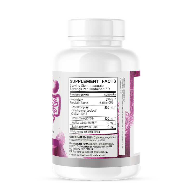 Microbiome Labs RestorFlora™ – probiootilised bakterid + boulardii, 60 kapslit – koostis