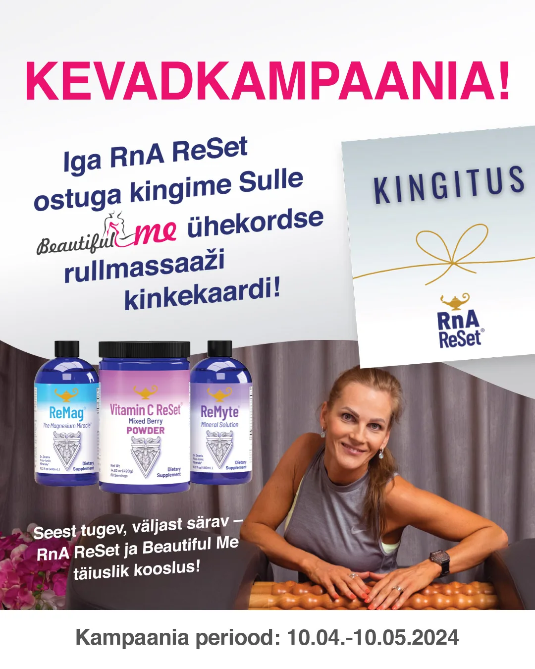 Read more about the article Iga RnA ReSet ostuga kingime Sulle Beautiful Me ühekordse rullmassaaži kinkekaardi!