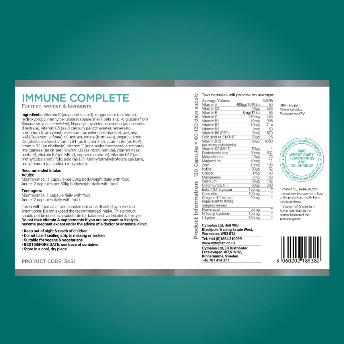 Cytoplan Immune Complete, 120 kapslit - silt