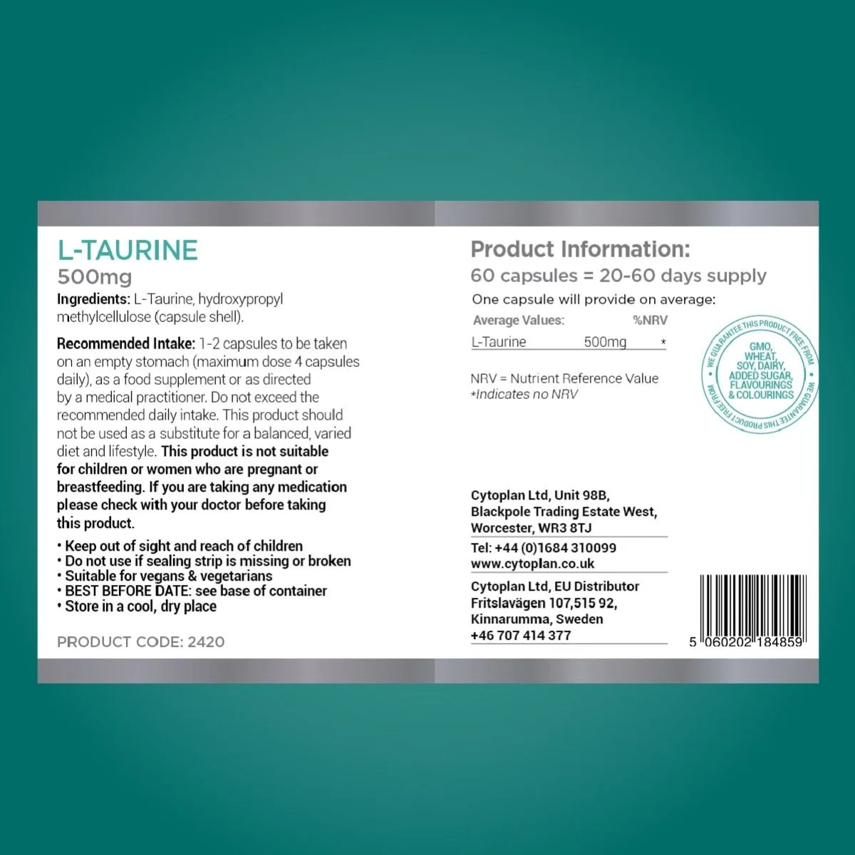Cytoplan L-Taurine – 60 kapslit – silt