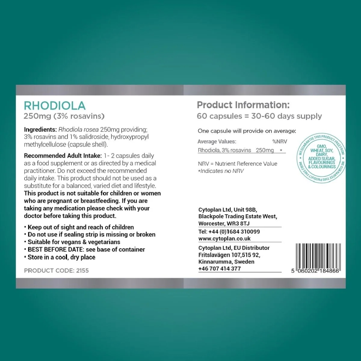 Cytoplan Rhodiola – 60 kapslit – silt