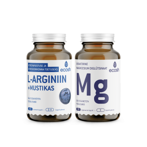 Ecoshi  AKTIIVSE SUVE KOMBO: L-arginiin, 90 kapslit + Magneesium glütsinaat, 90 kapslit