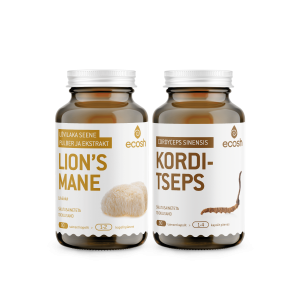 Ecoshi FOOKUSE JA VASTUPIDAVUSE KOMBO: Lion’s Mane, 90 kapslit + Korditseps, 90 kapslit