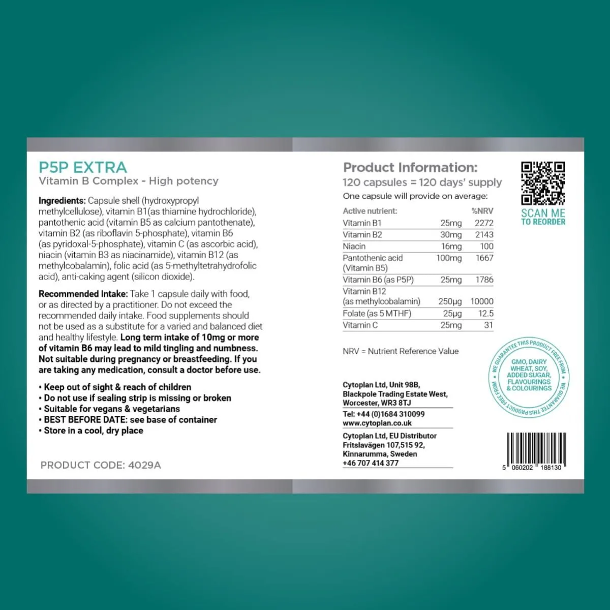 Cytoplan P5P Extra – 120 kapslit – silt