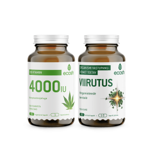 Ecoshi VIIRUSEVASTANE PÄIKESEVÄE KOMBO: Viirutus, 90 kapslit + D3 vitamiin, 4000IU, 90 kapslit