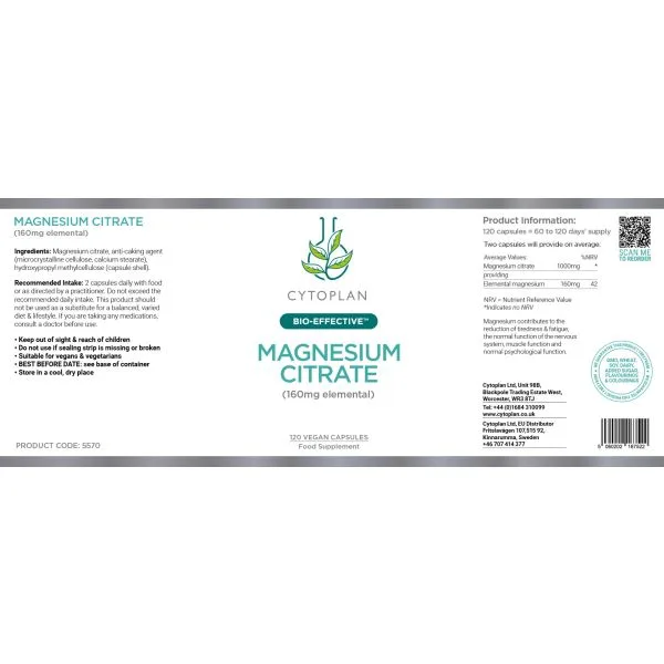 Cytoplan Magnesium Citrate, 120 kapslit - silt