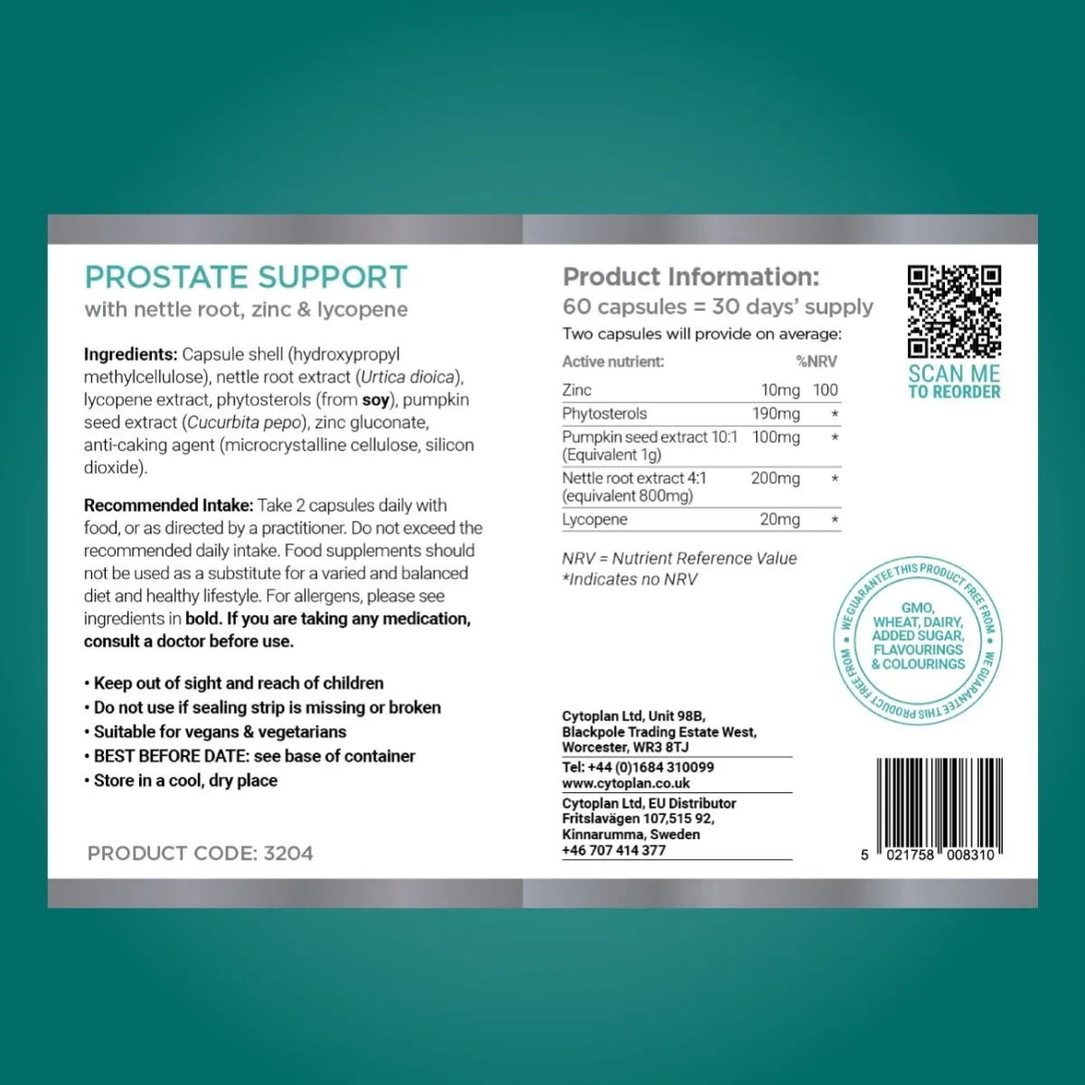 Cytoplan Prostate Support, 60 kapslit - silt