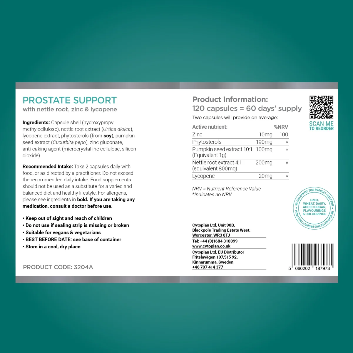 Cytoplan Prostate Support - 120 kapslit - silt