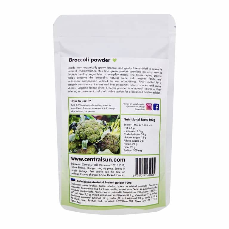 Centralsun Broccoli – mahe 🌿, külmkuivatatud, 250 g – tagune