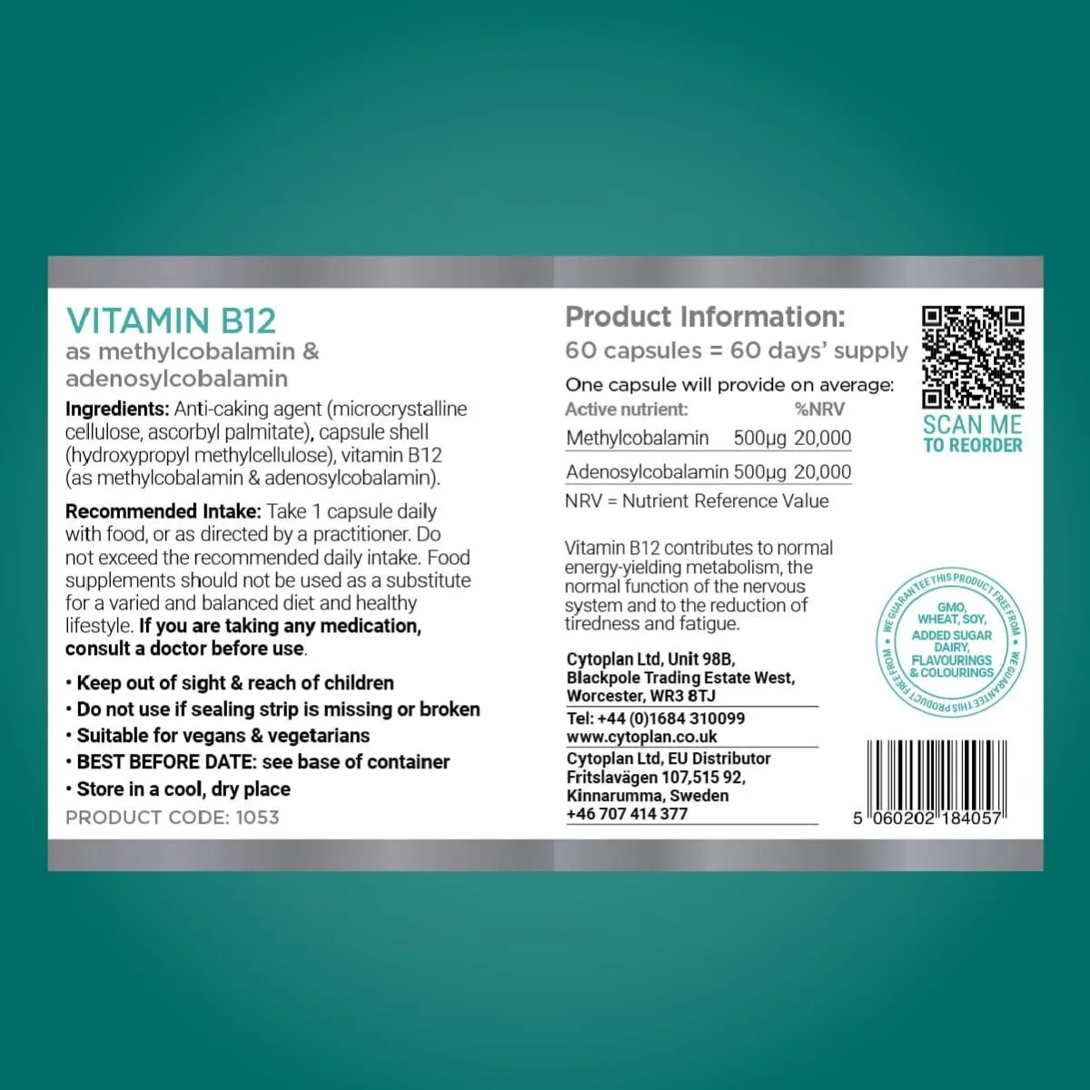 Cytoplan Vitamin B12 – 60 kapslit – silt