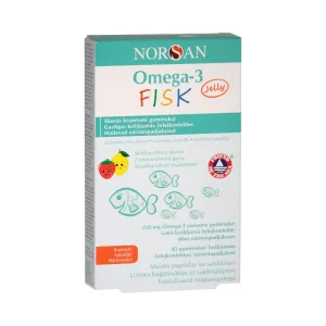 OOMEGA-3 LOODUSLIK KALAÕLI – maasika-sidrunimaitseline, 45 närimiskommi. Norsan Omega-3 Fisk Jelly