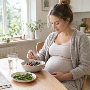 Rase naine sööb kaerahelbeputru